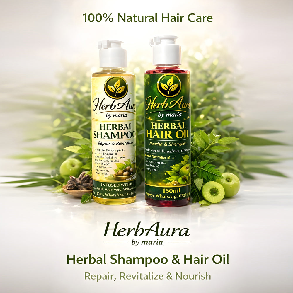 HerbAura: Natural Amla, Aloe & Shikakai Hair Care Set (2 x 150ml)