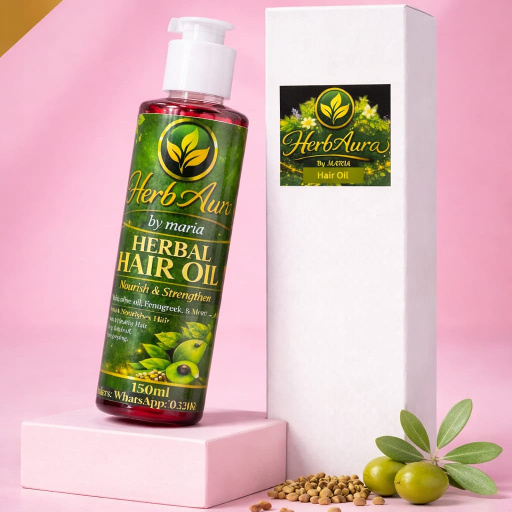 HerbAura Herbal Hair Oil – Nourish & Strengthen (150ml)