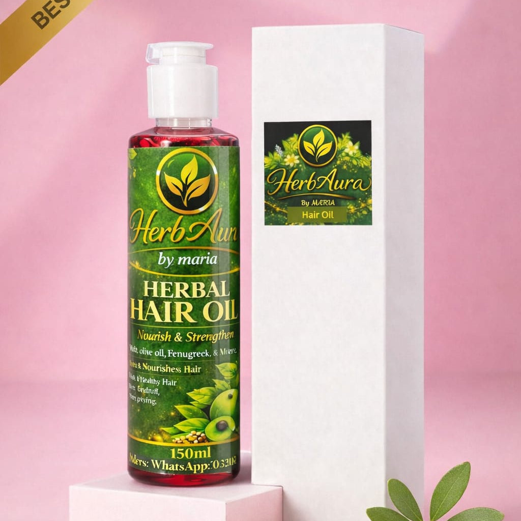 HerbAura Herbal Hair Oil – Nourish & Strengthen (150ml)