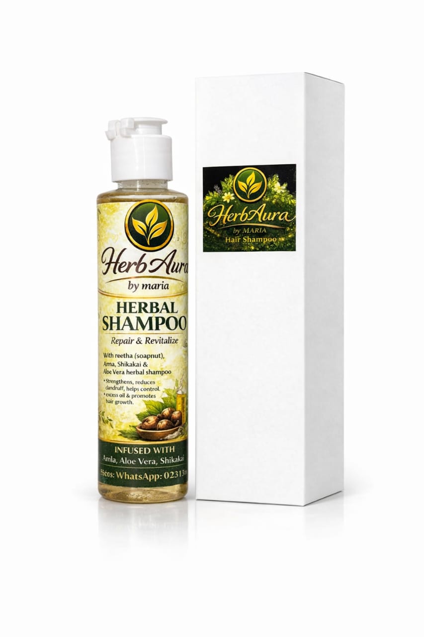HerbAura Herbal Shampoo – 100% Natural Hair Repair & Revitalize (150ml)